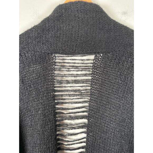 Current/Elliott Long Slash Pocket Alpaca Open Cardigan Women Size Medium Black - Picture 7 of 10